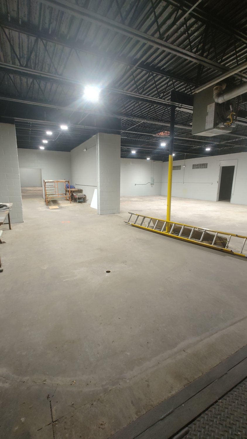 Dock warehouse interior, new lighting